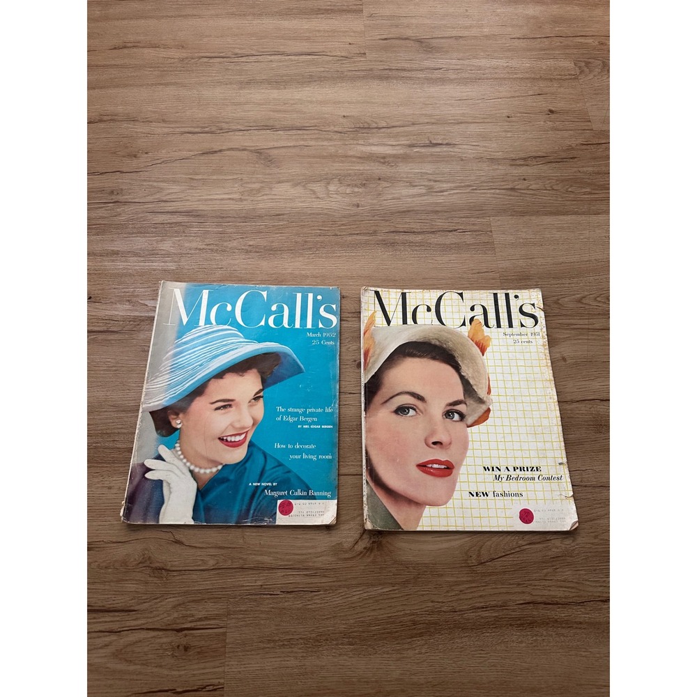 Vintage McCall's Magazine Lot September 1951 March 1952 Mid Century Fashion Ads